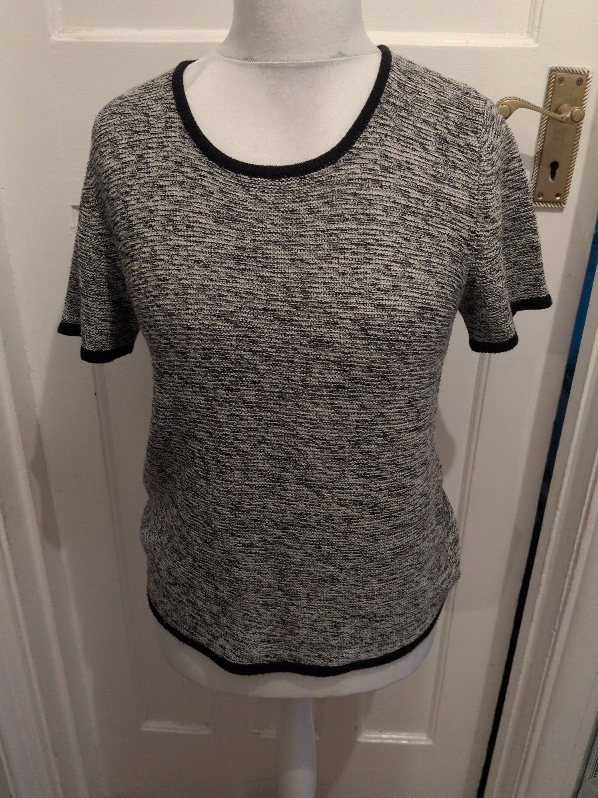 Alexon 12-14 Grey Flecked Short Sleeve Blouse/T-shirt