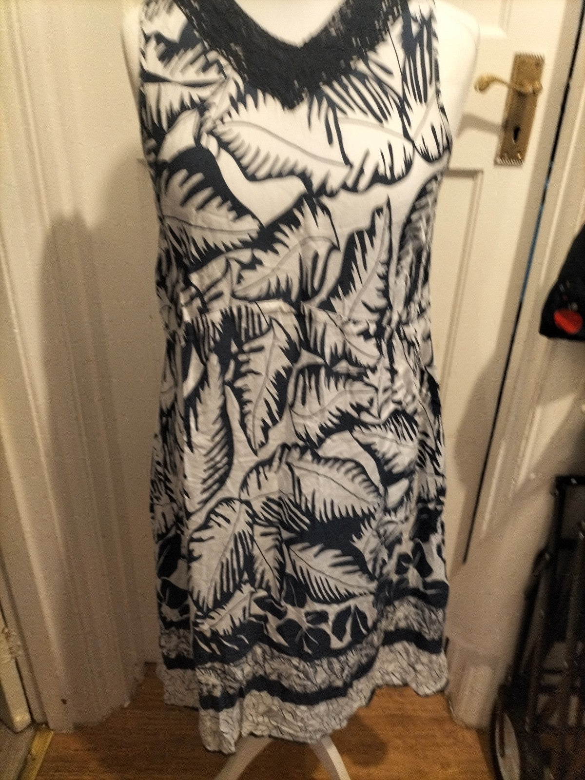 Ladies BM Size 14 Navy And White Sleeveless Lightweight Dress