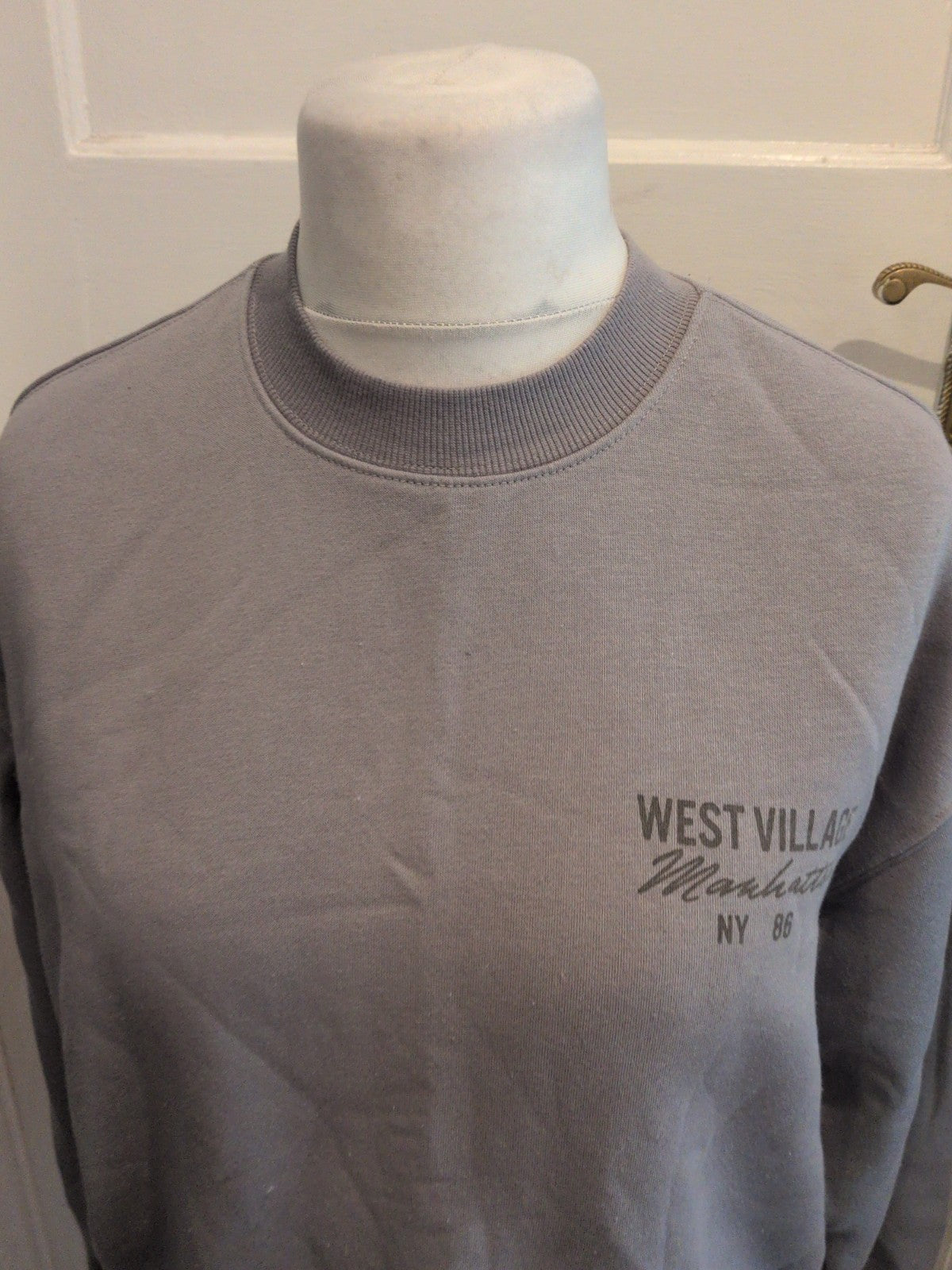 Ladies Primark Size Medium Grey Print Pullover Jumper