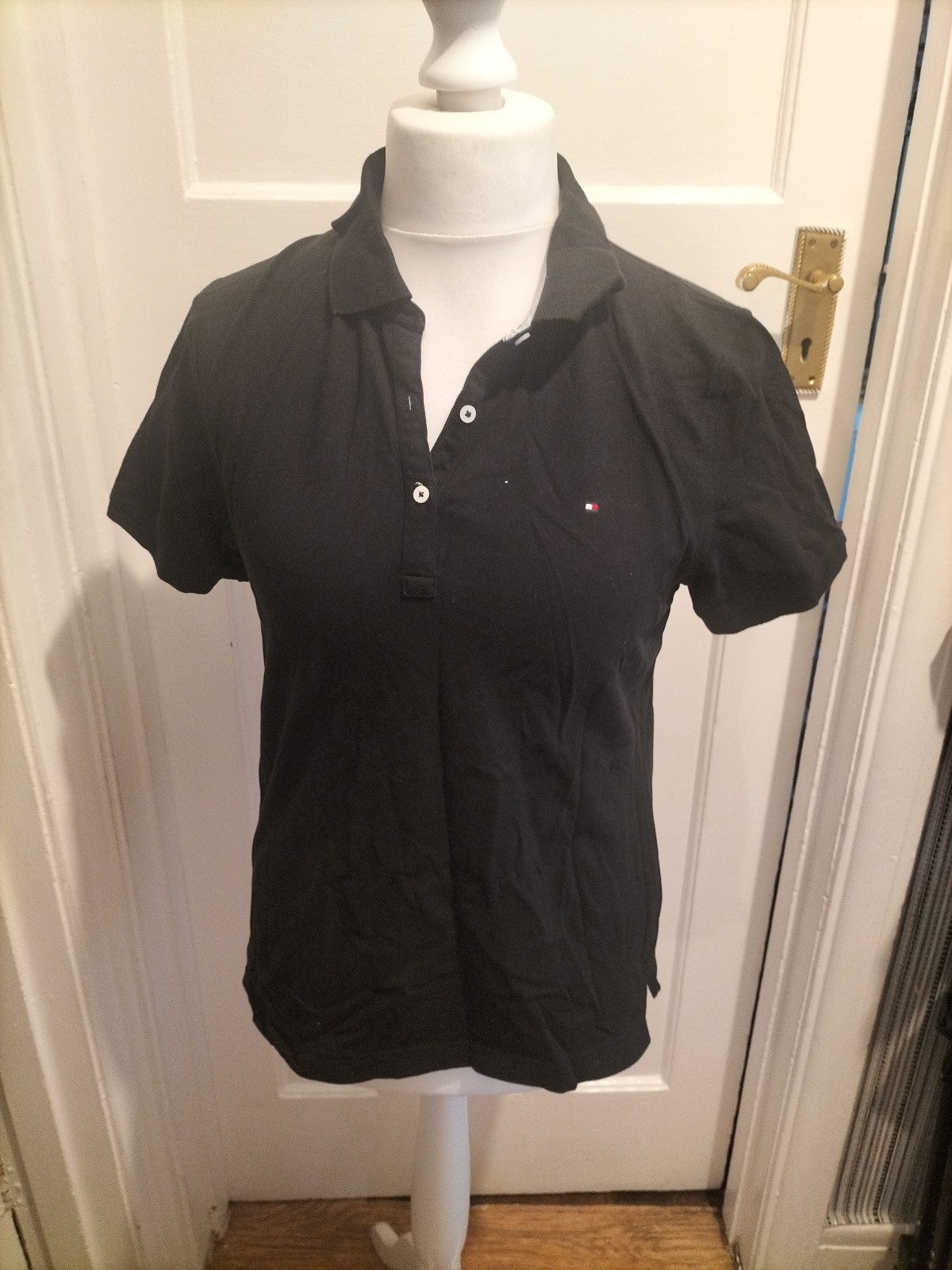 Ladies Tommy Hilfiger Size XL(more Like Medium) Black Polo