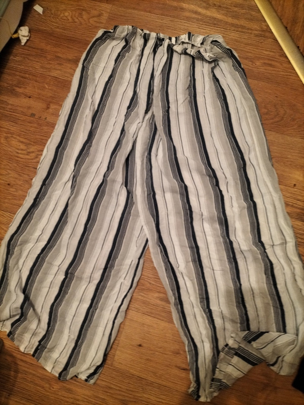 Ladies Size Small Blue/Grey/White Striped Elasticated Pyjama Bottoms