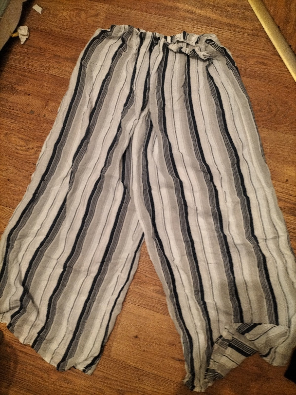 Ladies Size Small Blue/Grey/White Striped Elasticated Pyjama Bottoms