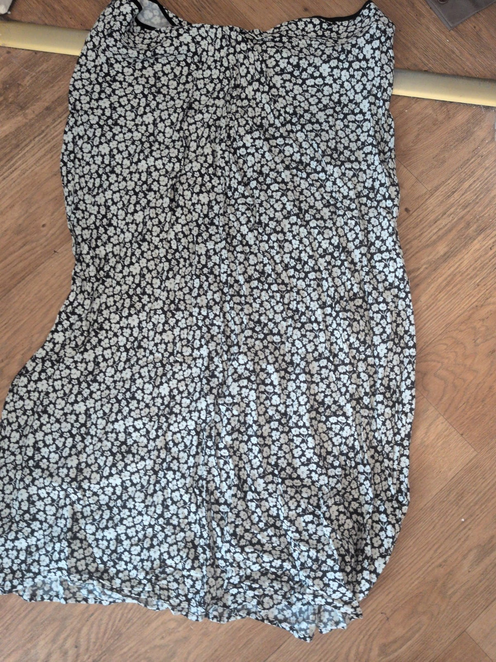 M&S 16 Reg Black White Floral Long Length Skirt