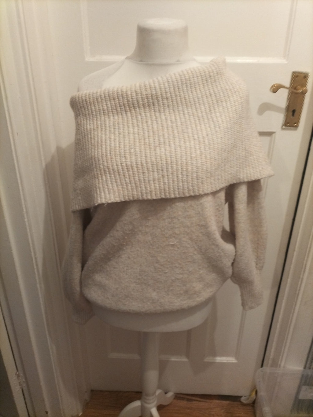 Ladies Next Size Small Winter White Roll Neck Jumper