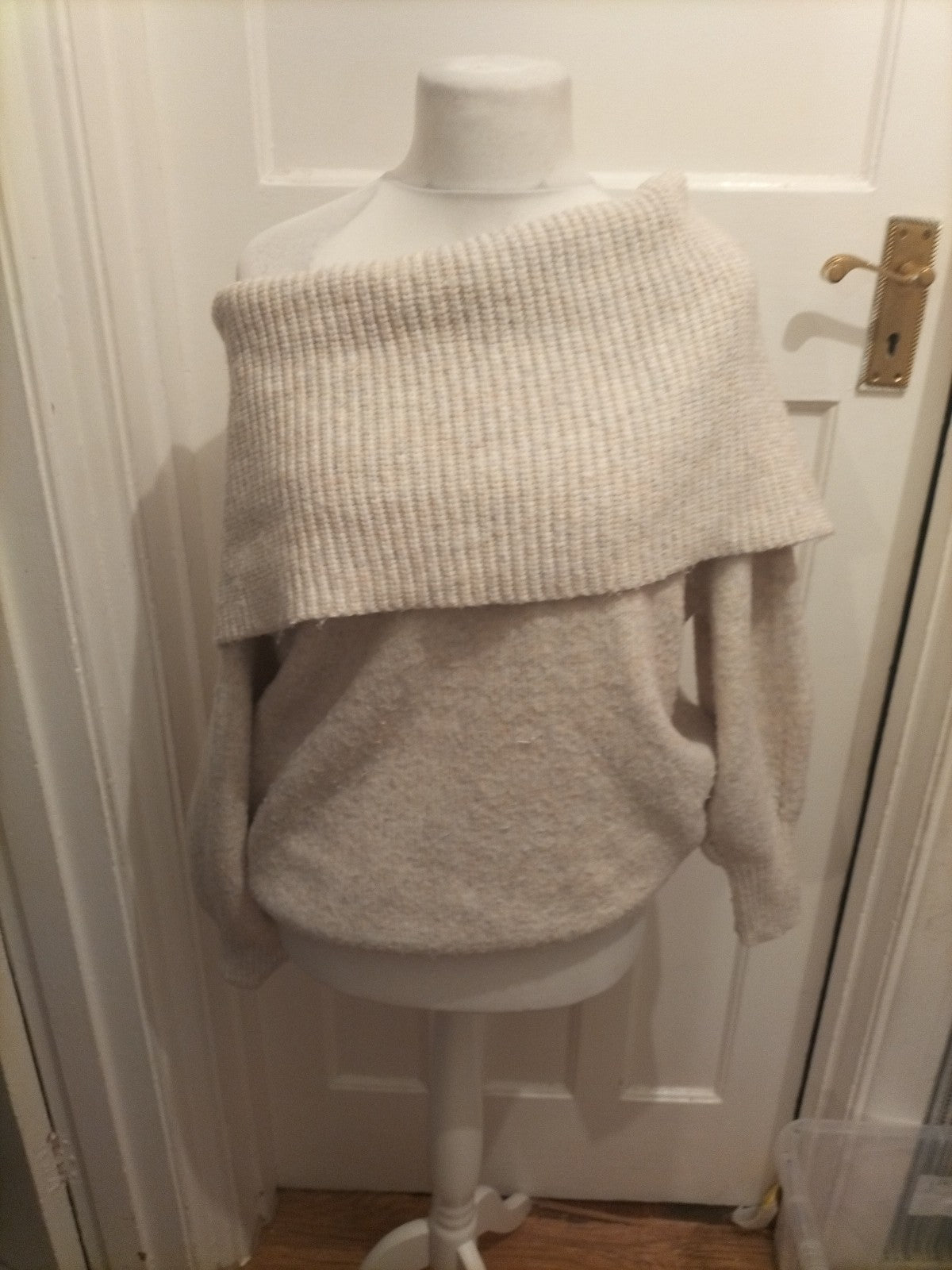 Ladies Next Size Small Winter White Roll Neck Jumper