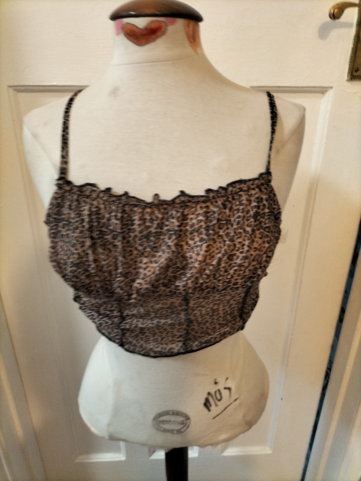 Ladies Size XS Leopard Print Sleeveless Pyjama Top
