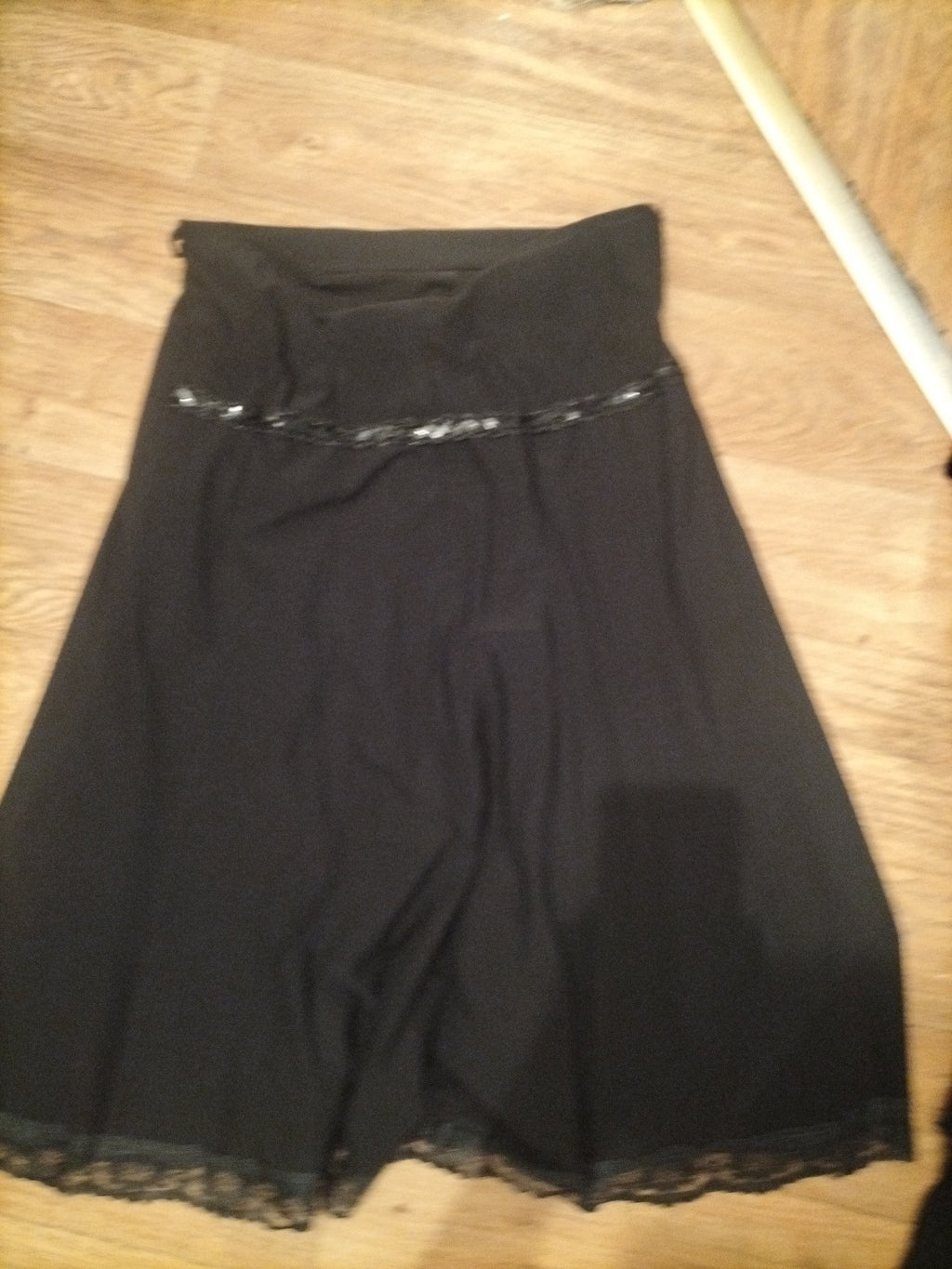 Ladies Eu 44 Black Lined Sequin Panel Skirt
