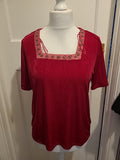 Ladies BM Size Medium Purple Square Neck Short Sleeved Blouse