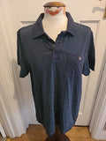 Mens Fat Face Size M Navy/Turquoise Striped Polo