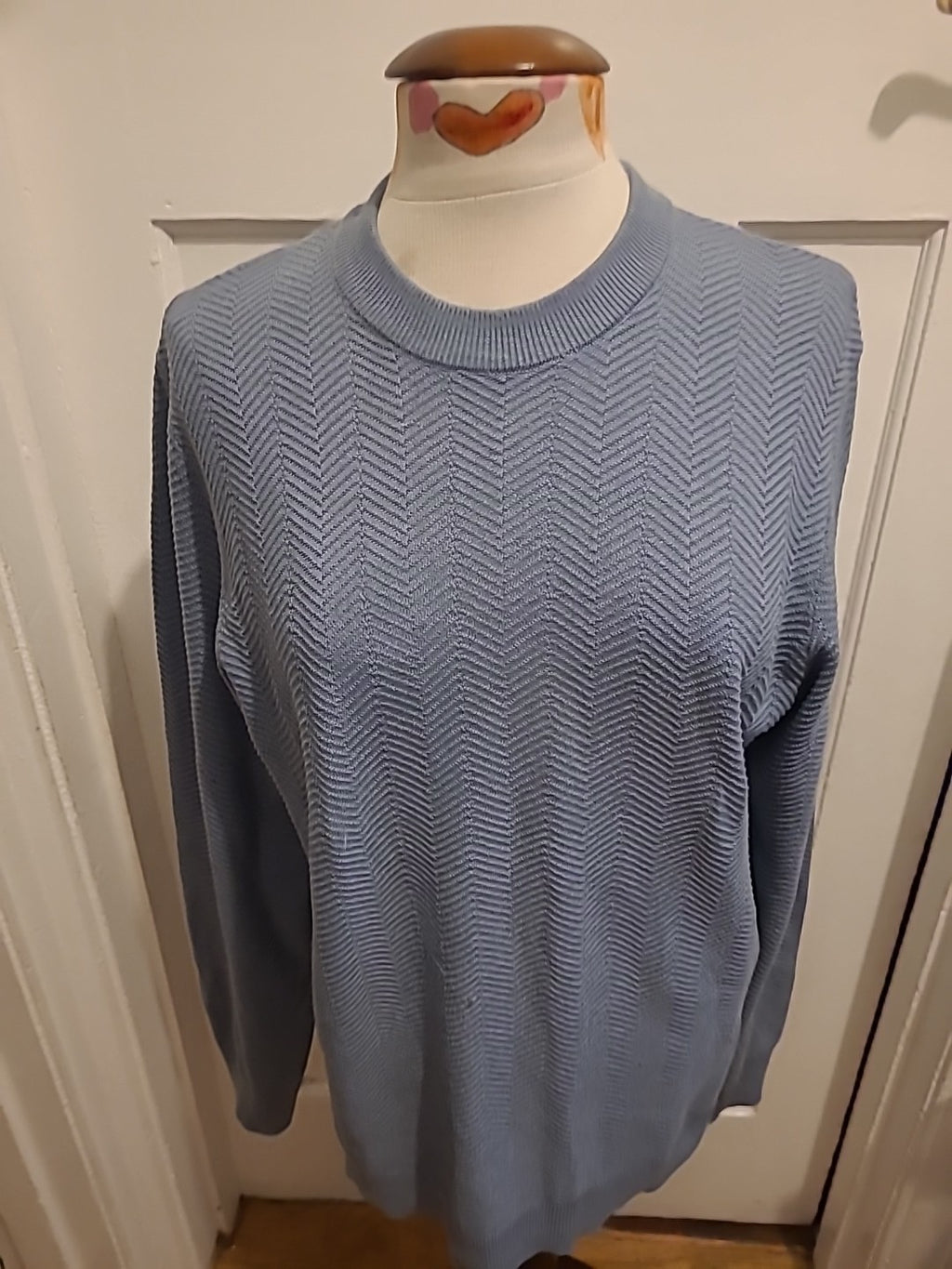 Mens Primark Size Medium Grey Long Sleeved Ribbed Pullover Jumper