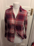 Primark Medium Purple Toned Check Long Sleeve Blouse