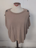 Ladies Blue Vanilla Size M/L Brown Short Sleeve Buttoned Detail Shoulder T-shirt