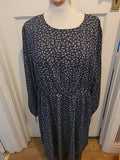 Ladies Shein Size 2XL Black/Cream Floral Elasticated Hem Long Sleeved Dress
