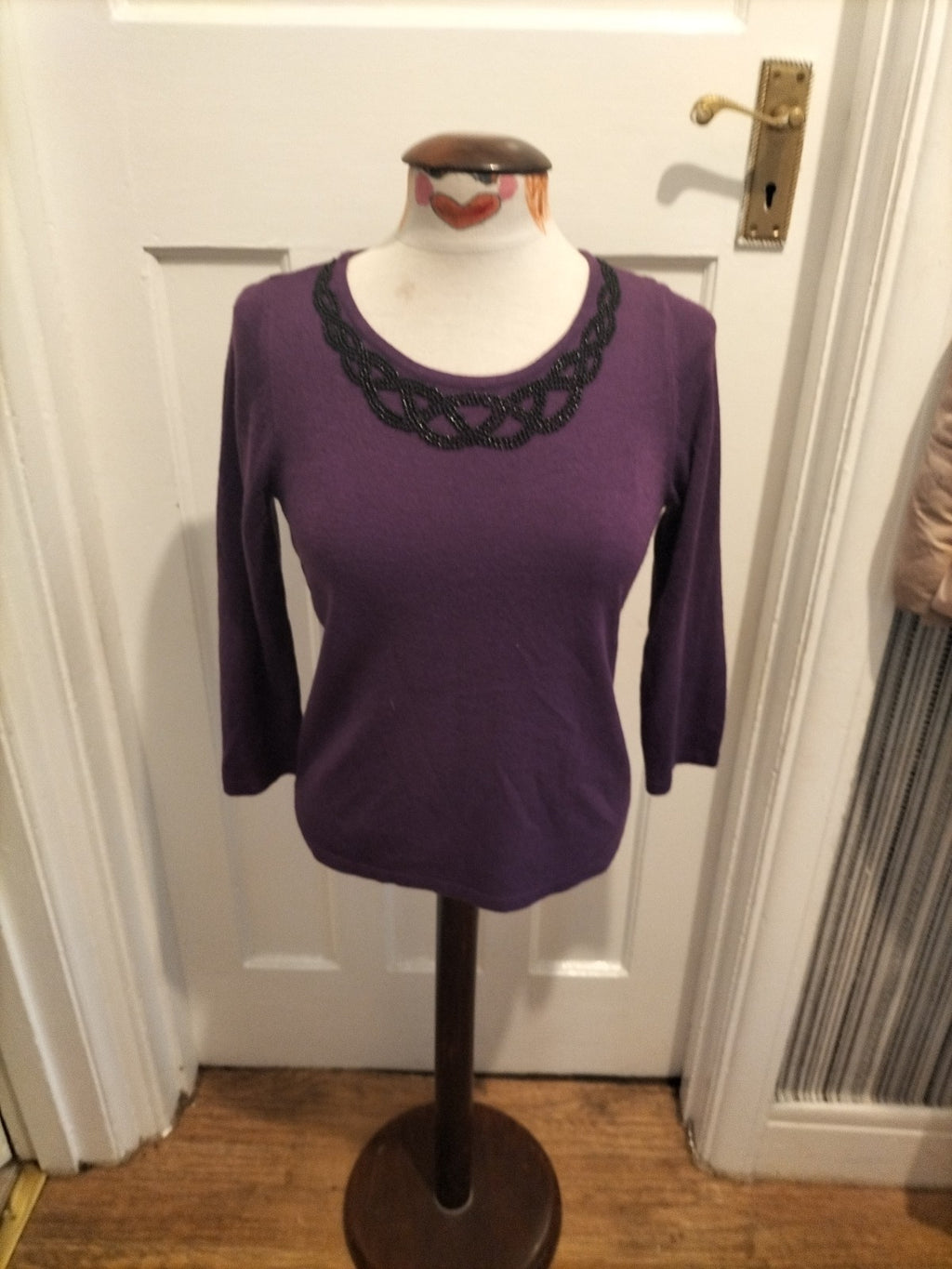 Ladies Marks And Spencer Size 8 Purple Long Sleeved Lightweight Pullover Jumper