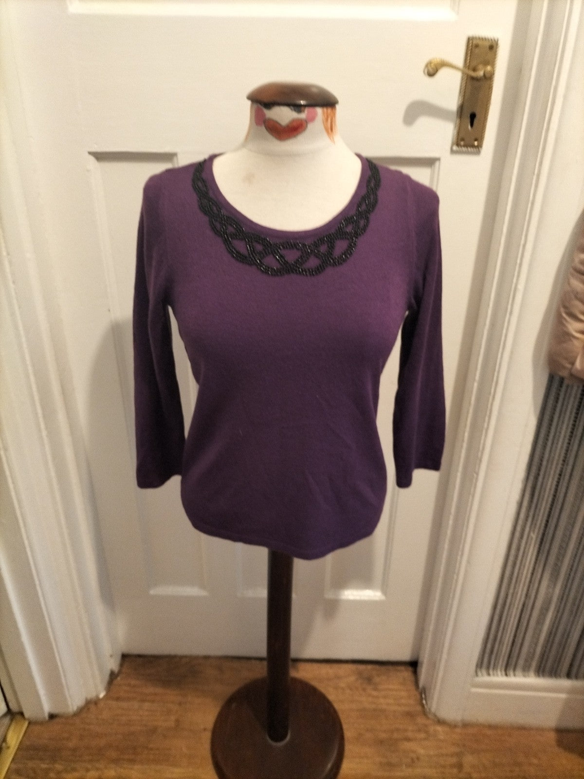 Ladies Marks And Spencer Size 8 Purple Long Sleeved Lightweight Pullover Jumper