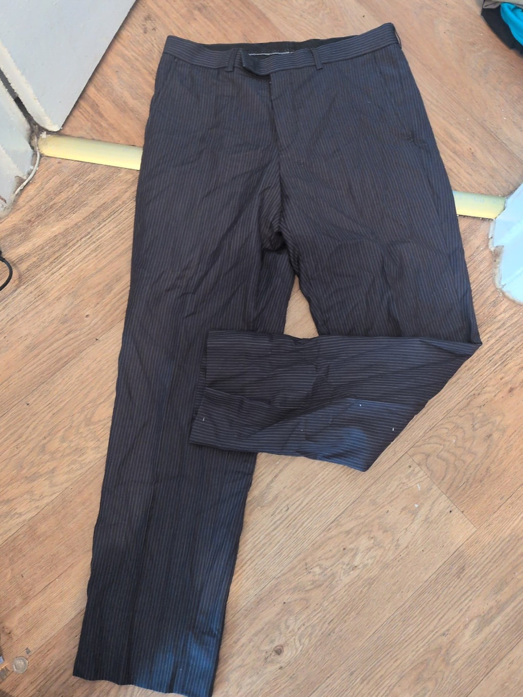 Burton 32L Navy Pinstripe Trousers