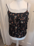Oasis 12 Black Bird Patterned Sleeveless Blouse