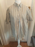 Mens Tu Size XL Beige/Blue/Cream Striped Short Sleeved Shirt