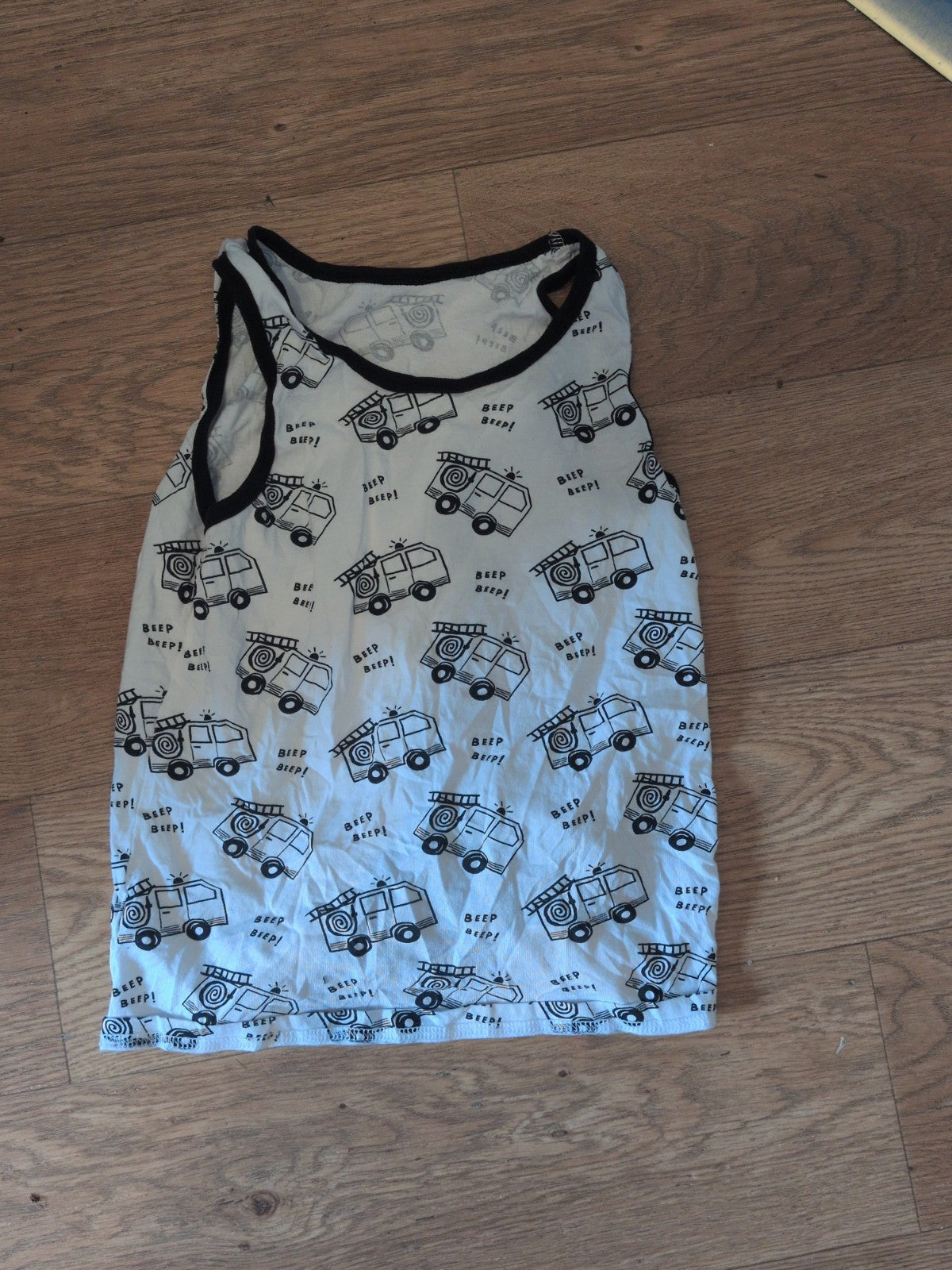 George 8-9 Years Black And White Truck Sleeveless Pyjama Top