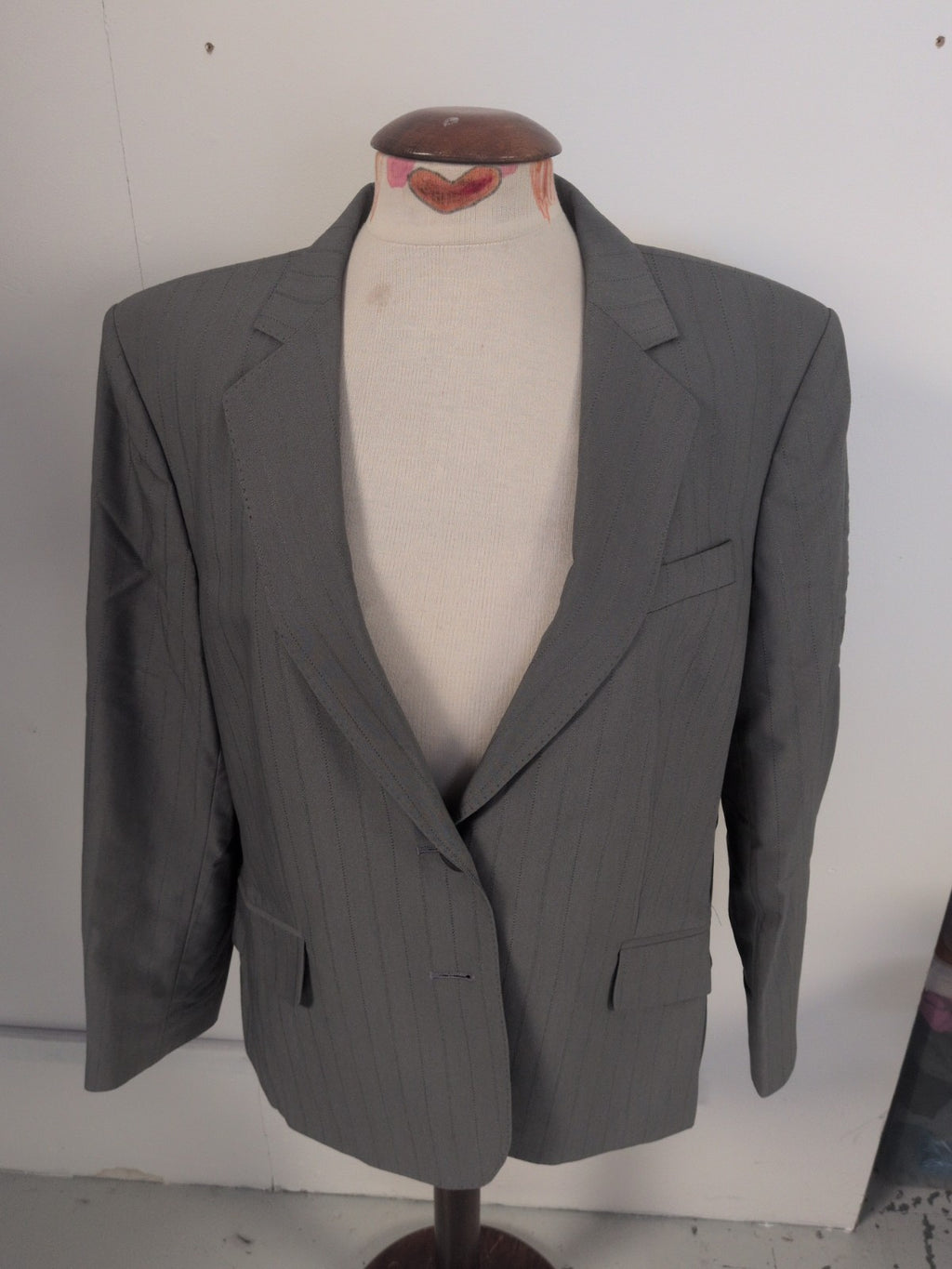 Next 20 Grey Pinstripe Lined Padded Blazer