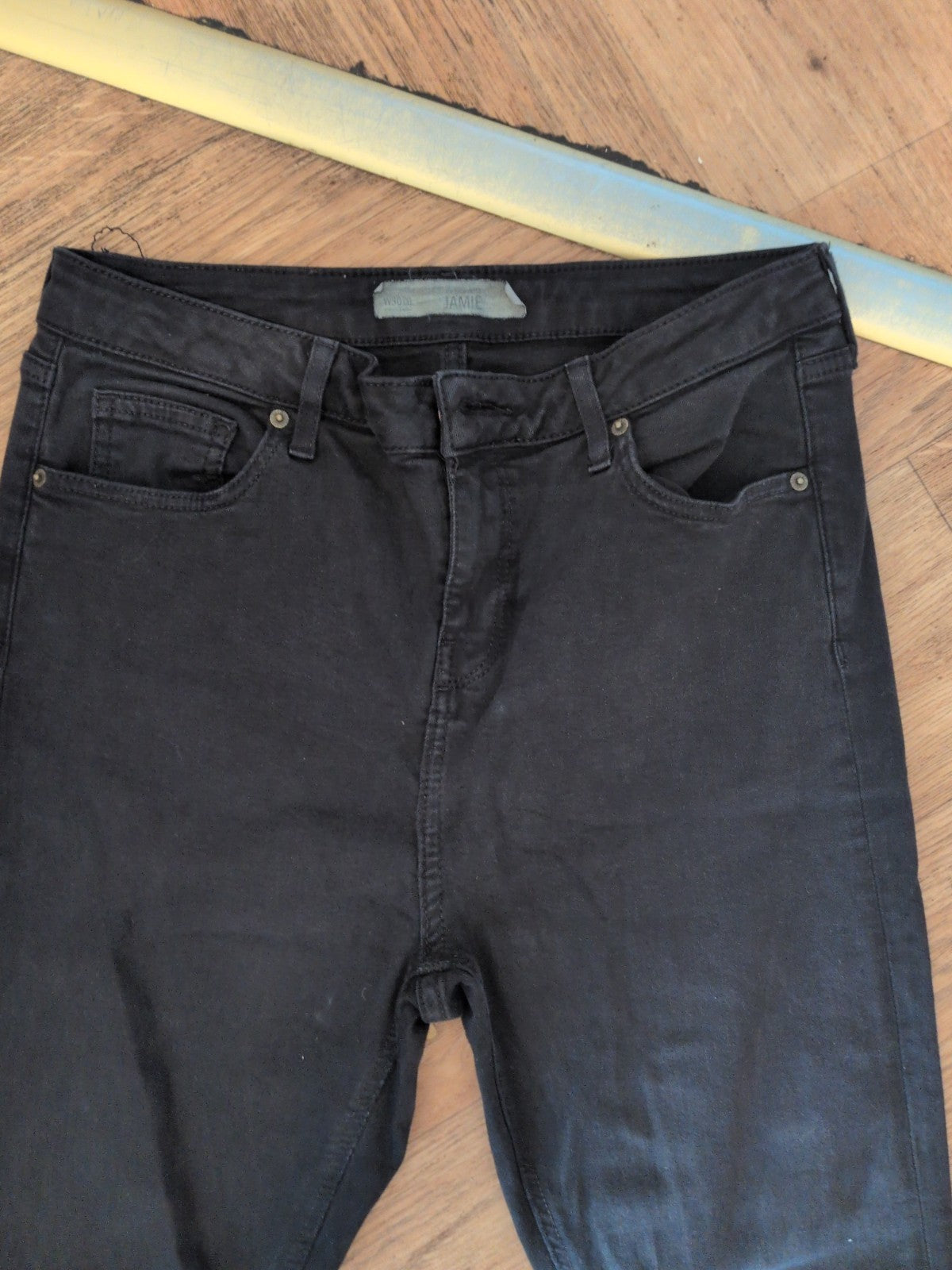 Ladies Topshop Size W30xl32 Black Skinny Jeans