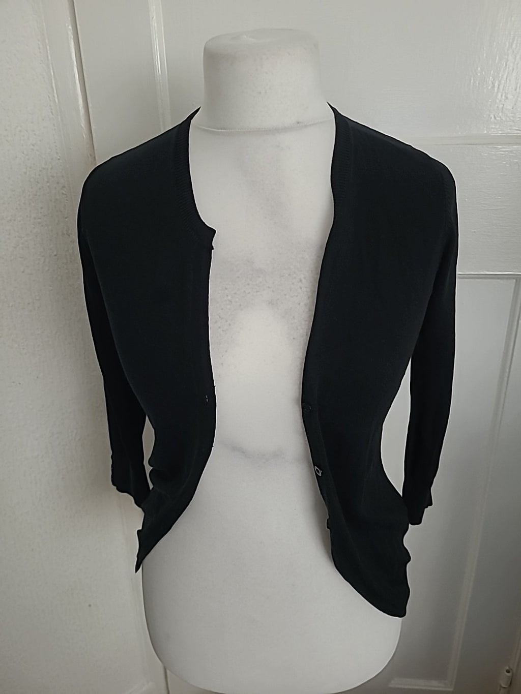 Ladies Monsoon Size 8 Black Buttoned Cardigan