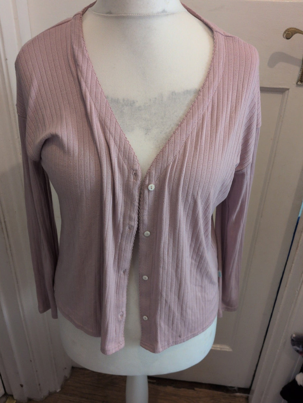 Bliss Medium Pink Long Sleeve Buttoned Night Top