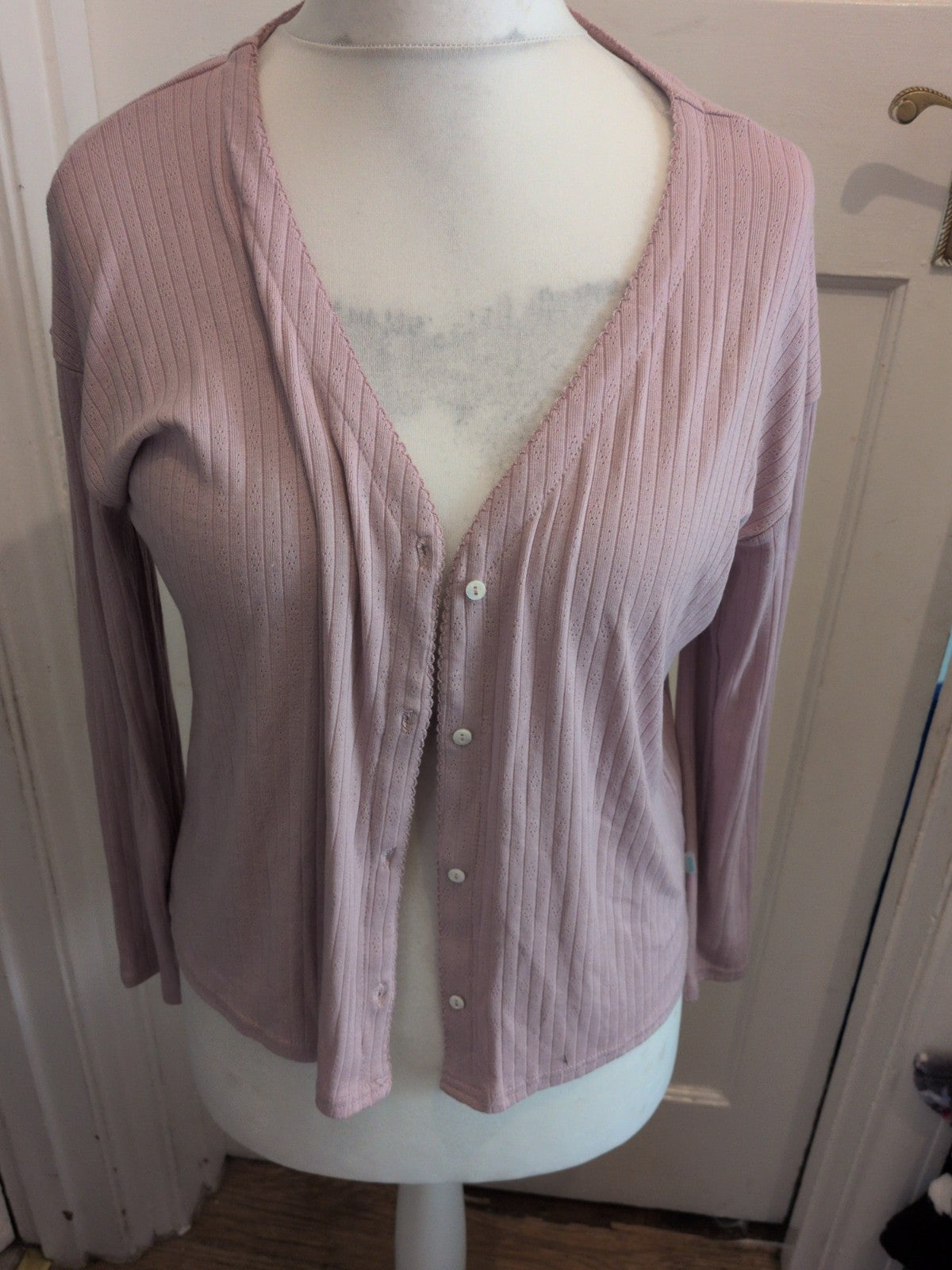 Bliss Medium Pink Long Sleeve Buttoned Night Top