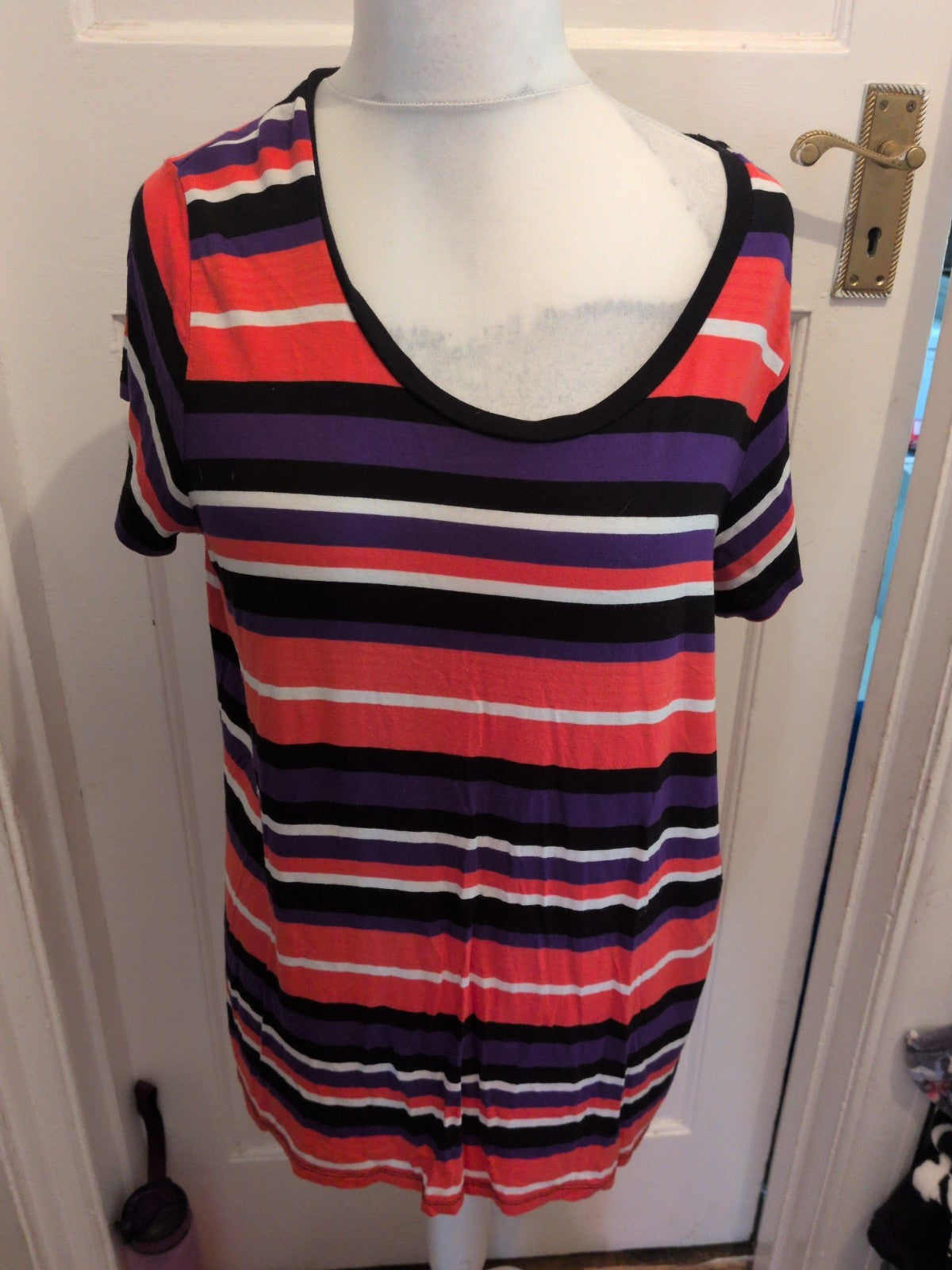 Marks And Spencer 20 Multi Stripe Short Sleeve T-shirt