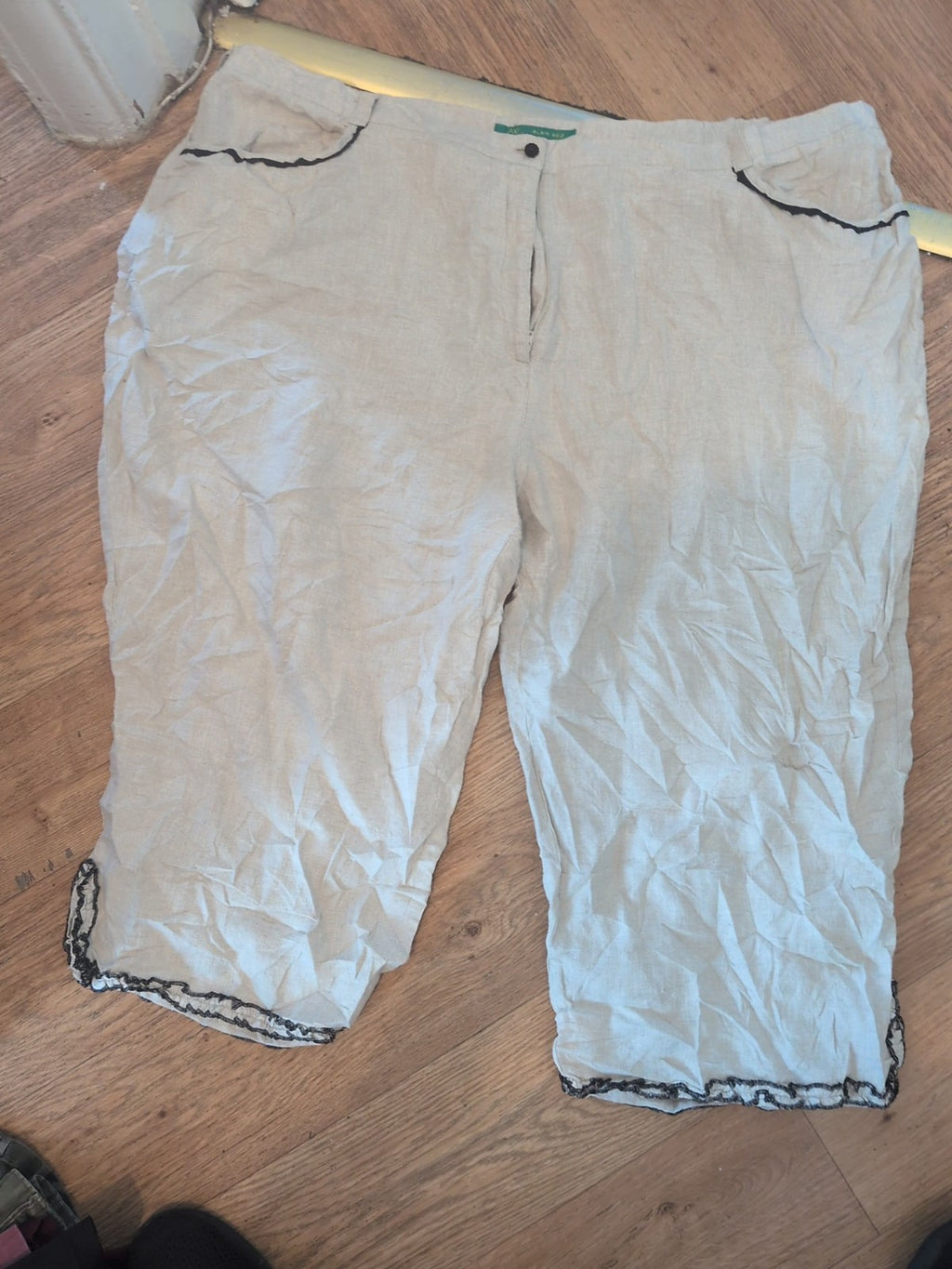 Alain Weiz EU 56 100% Linen Flax Colour Cropped Trousers