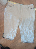 Alain Weiz EU 56 100% Linen Flax Colour Cropped Trousers