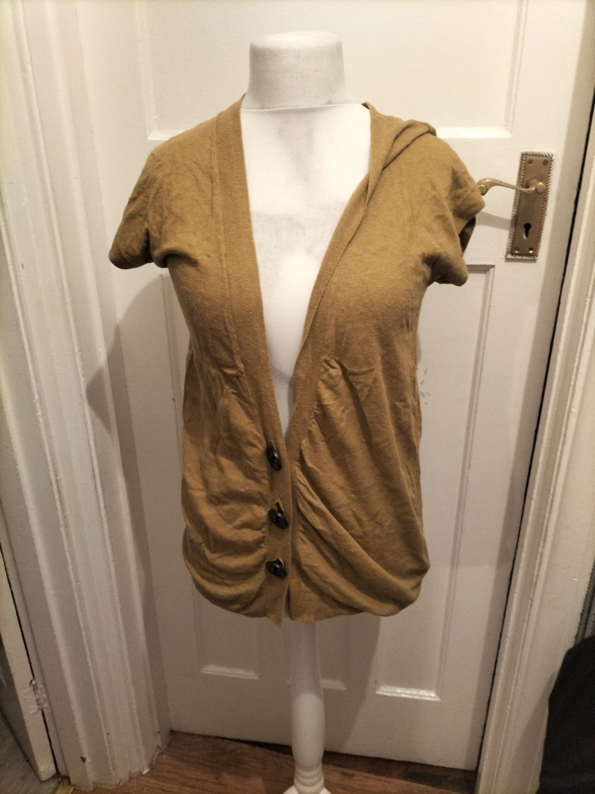 Ladies River Island Size 10 Gold V Neck Cap Sleeved Cardigan