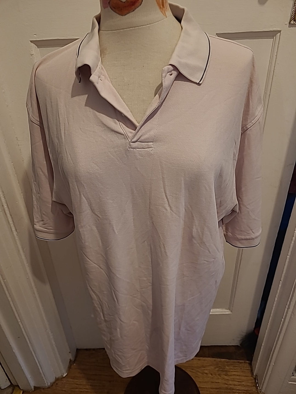 Mens Haggar Golf Size Large Pink Short Sleeved Polo(small Mark On Front)
