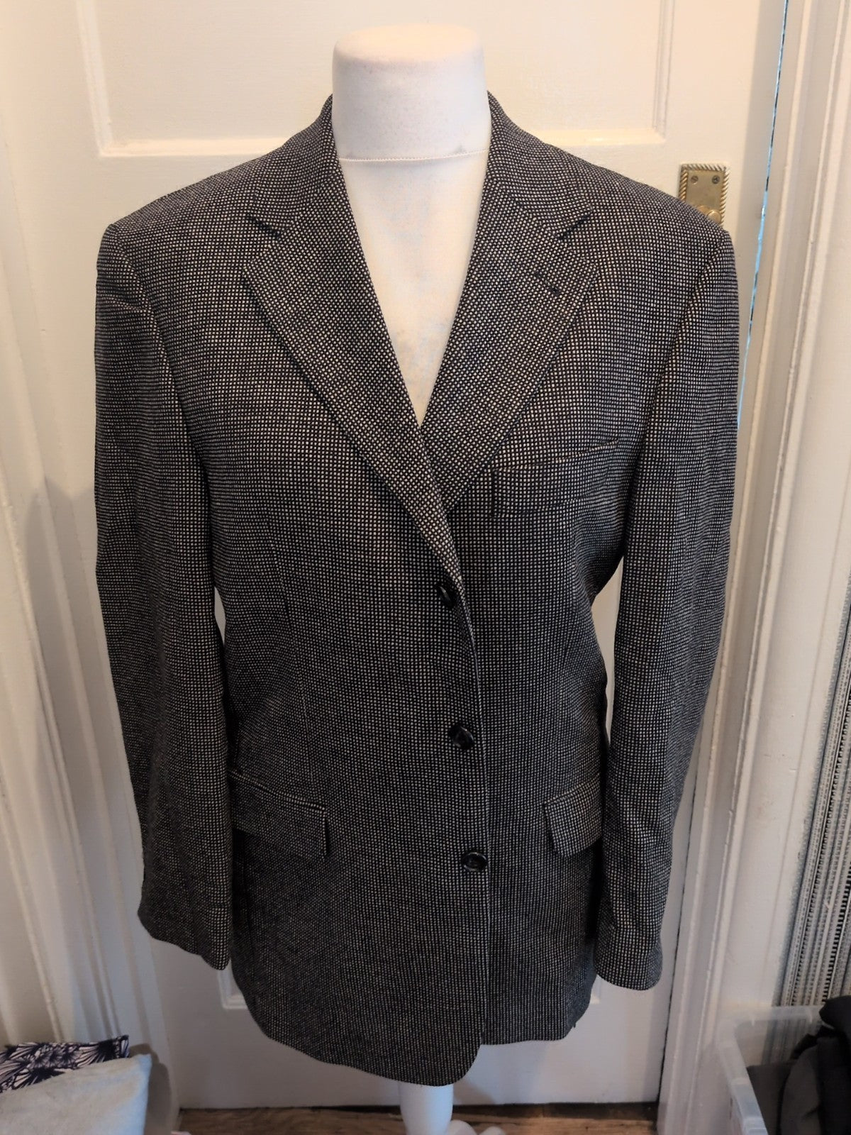Mens Lamificio Size 40R Navy And Beige Lined Tuxedo Suit Jacket