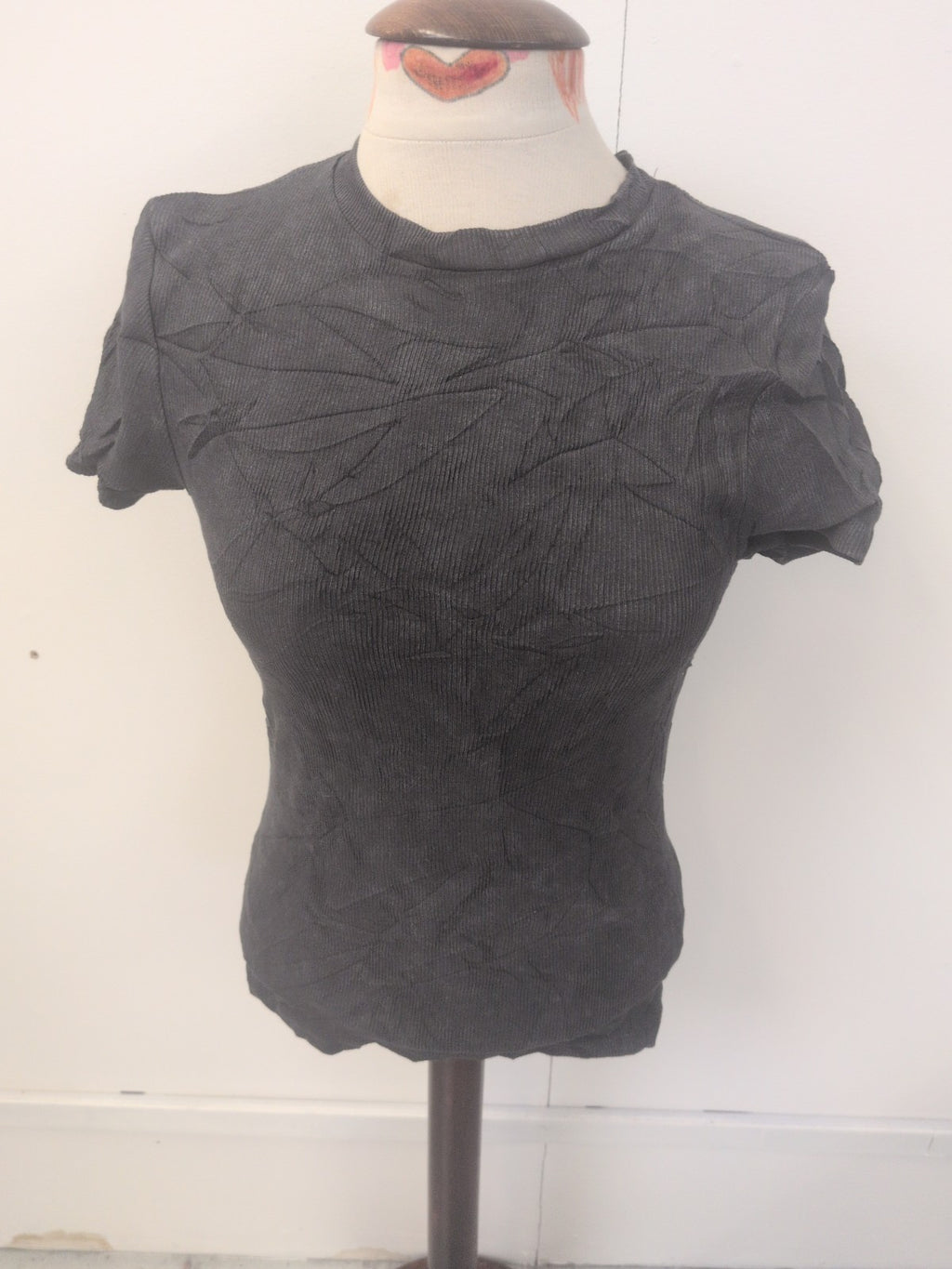 Ladies F&F Size Small Dark Grey Short Sleeve T-shirt