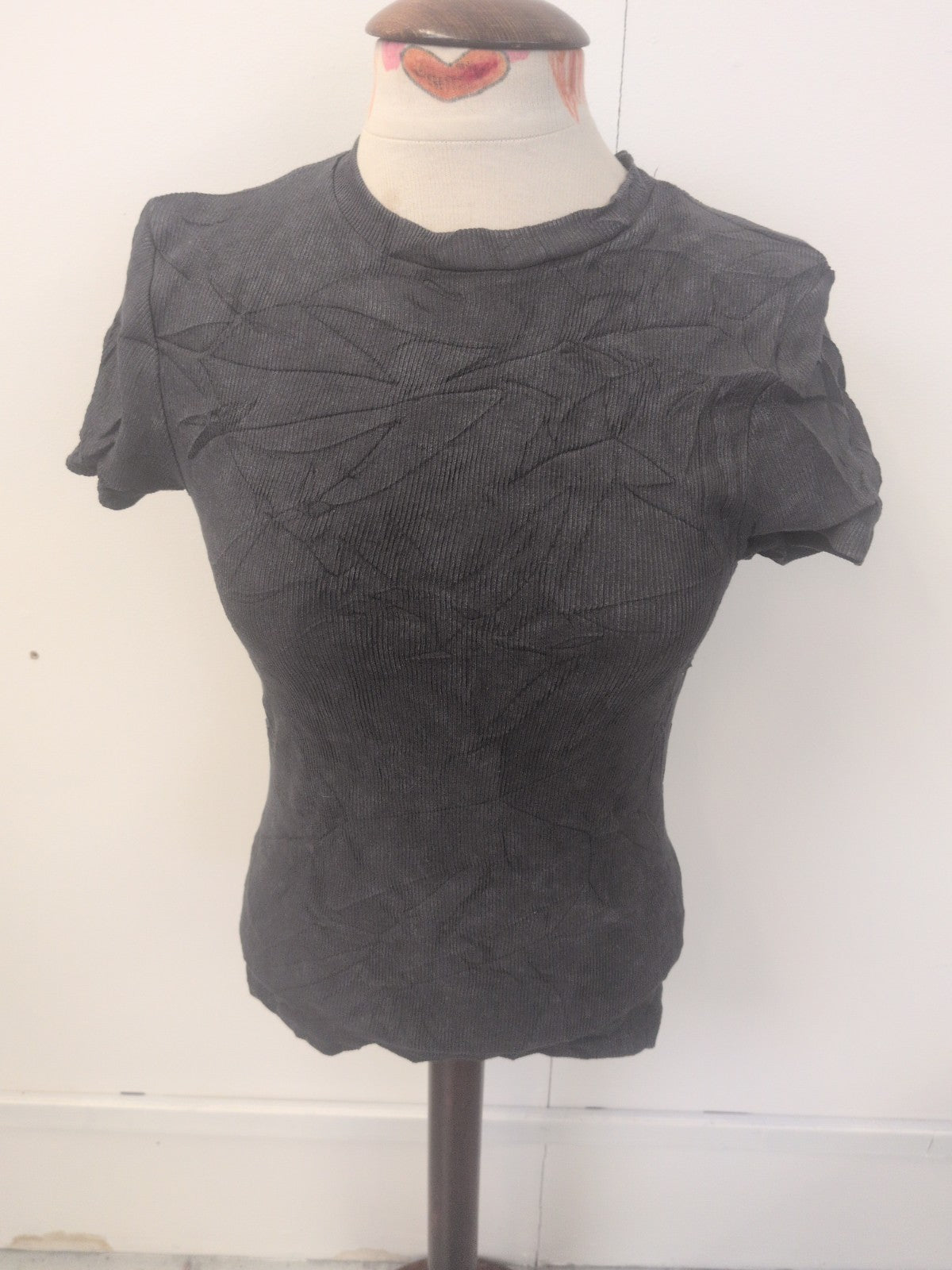 Ladies F&F Size Small Dark Grey Short Sleeve T-shirt