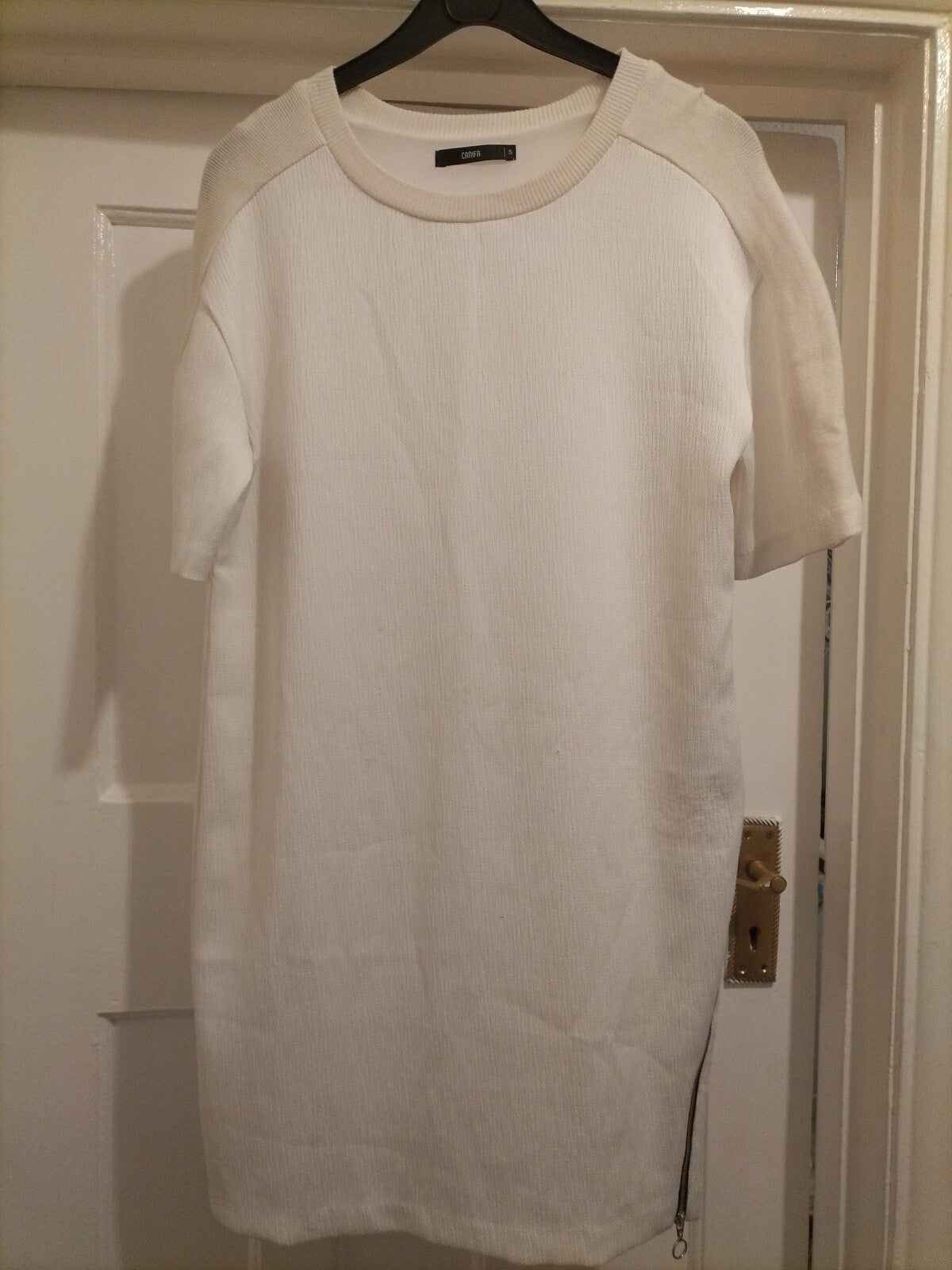 Ladies Size Small Canifa White Dress With Zip On The Side