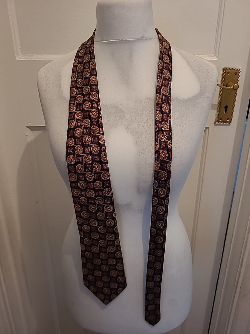 Debenhams 100% Silk Navy Aztec Tie