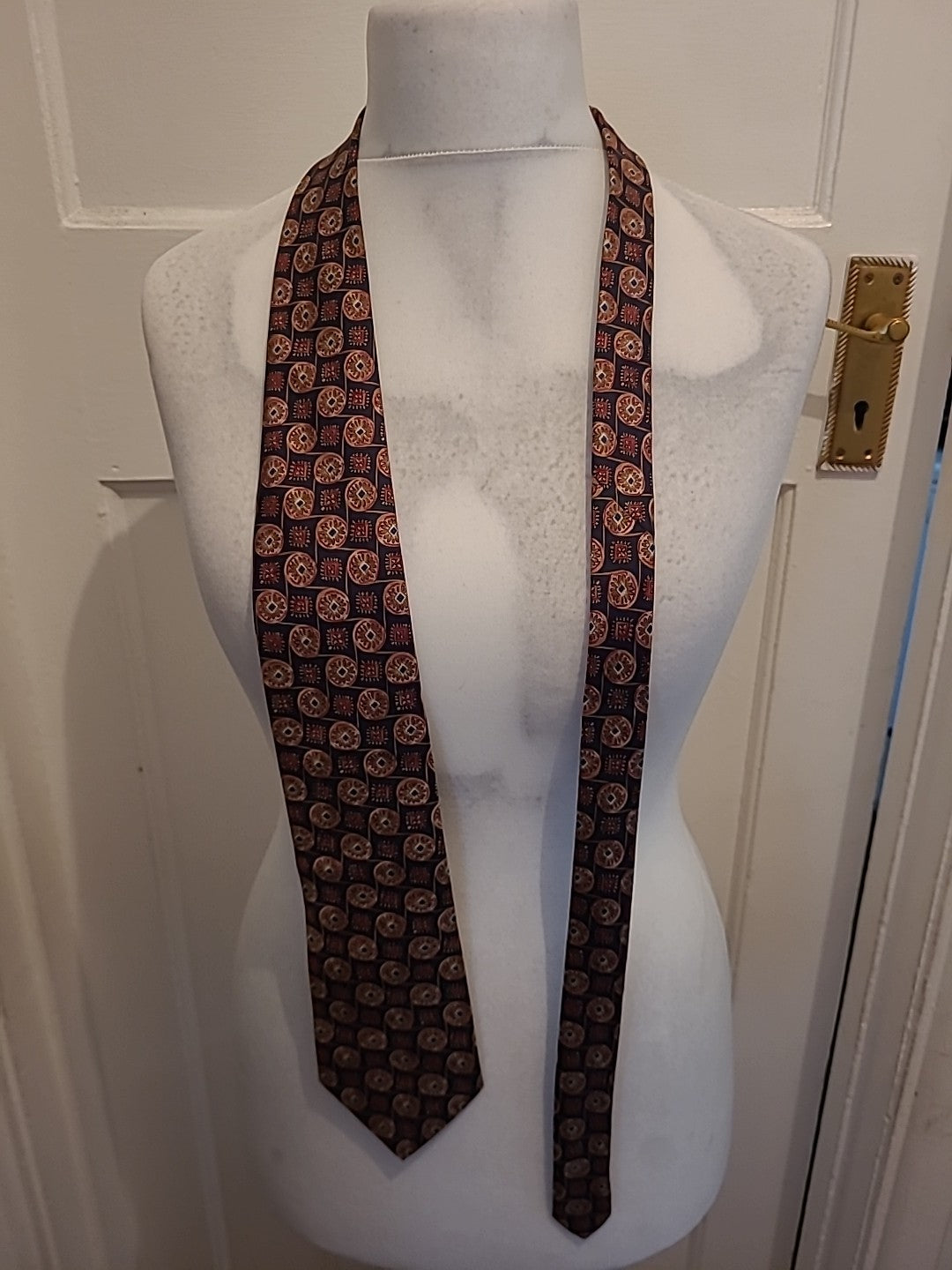 Debenhams 100% Silk Navy Aztec Tie