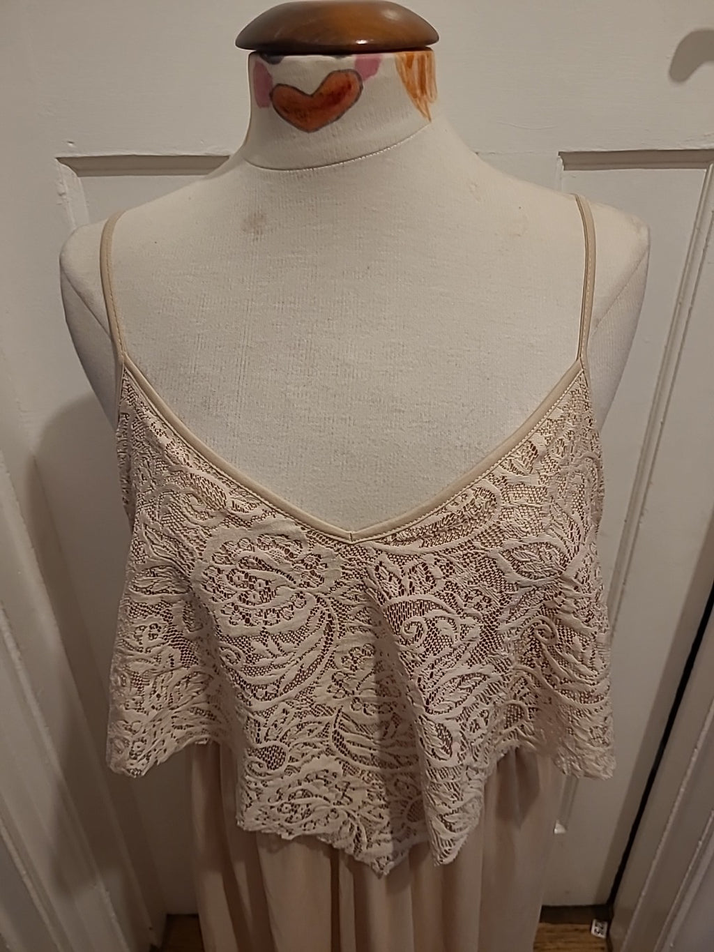 Ladies Miss Selfridge Size 14 Beige With Lace Detail Long Length Evening/Special
