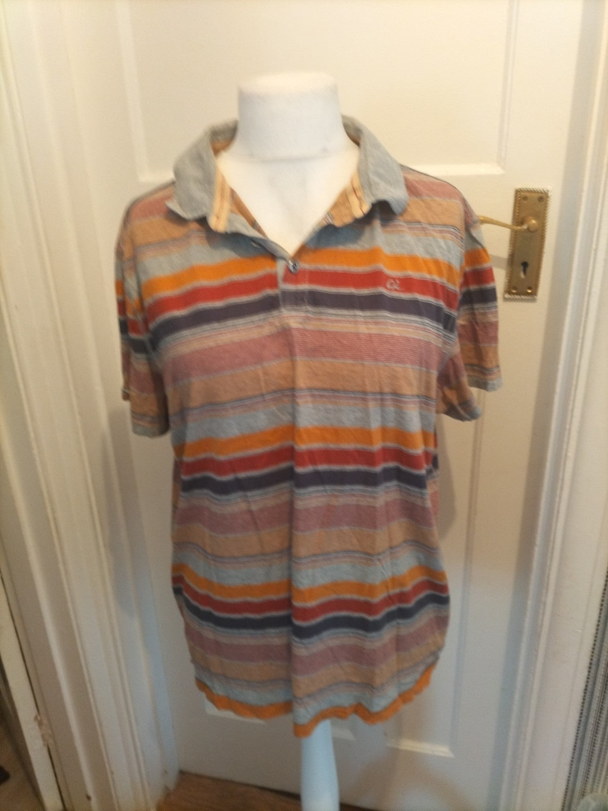 Mens North Coast Size XL Grey And Orange Short Sleeved Polo