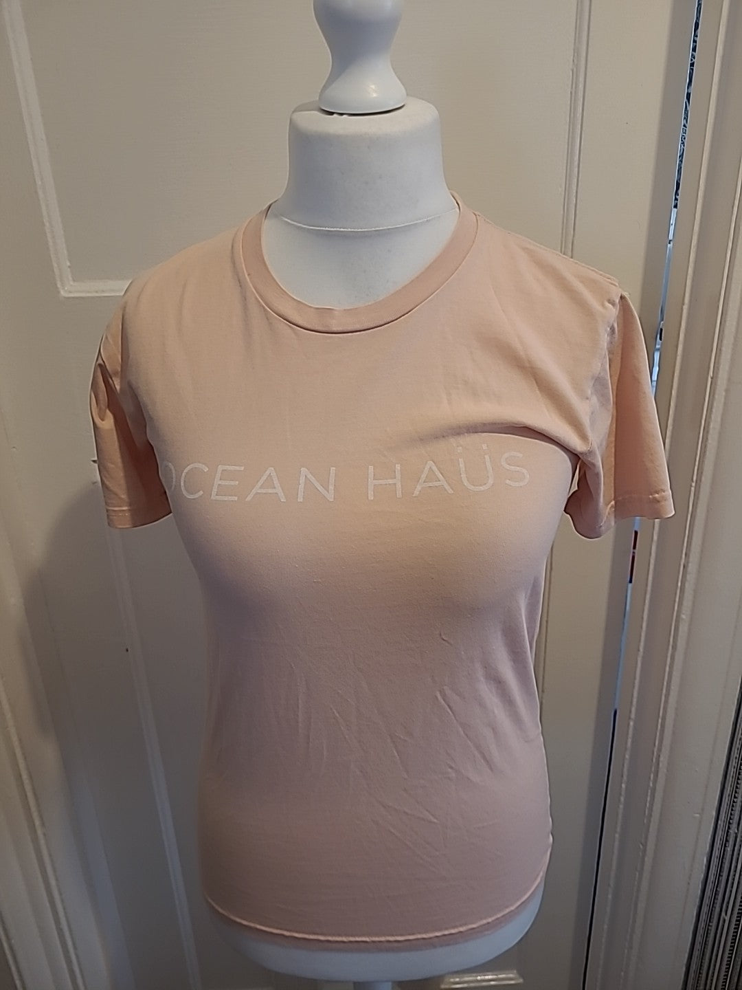 Mens Staple Size Small Pale Pink Print Tshirt
