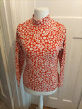 M&S Collection 14 Orange And White Floral Long Sleeve T-shirt