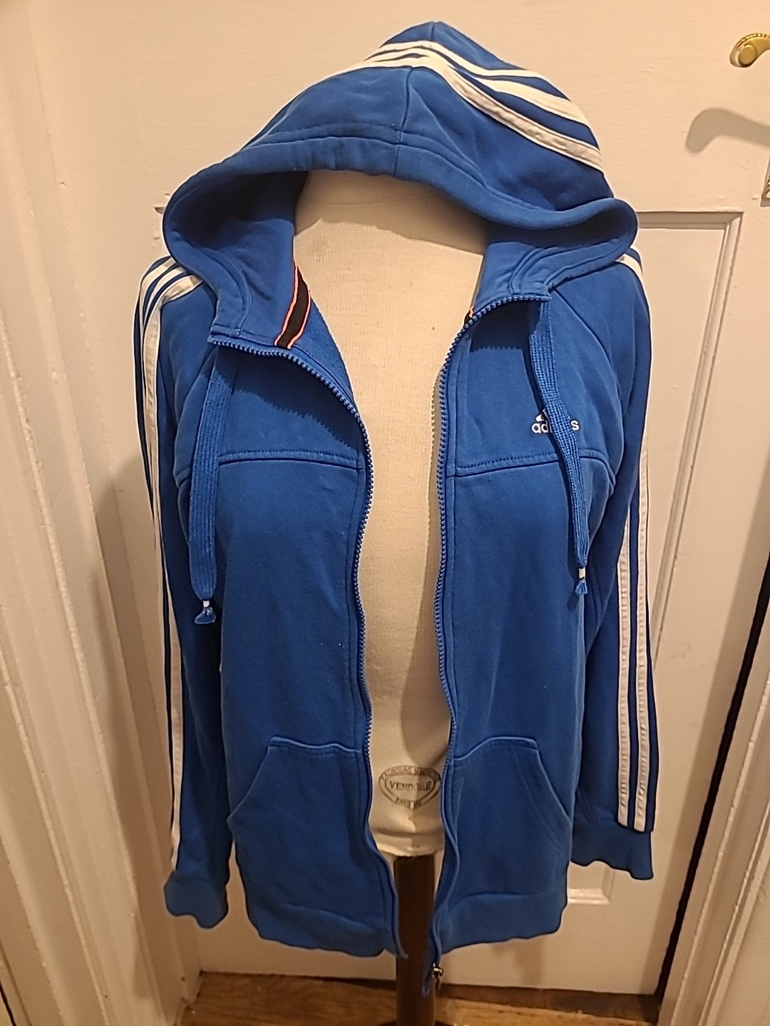 Mens Adidas Size Small Blue Zip Through Jacket