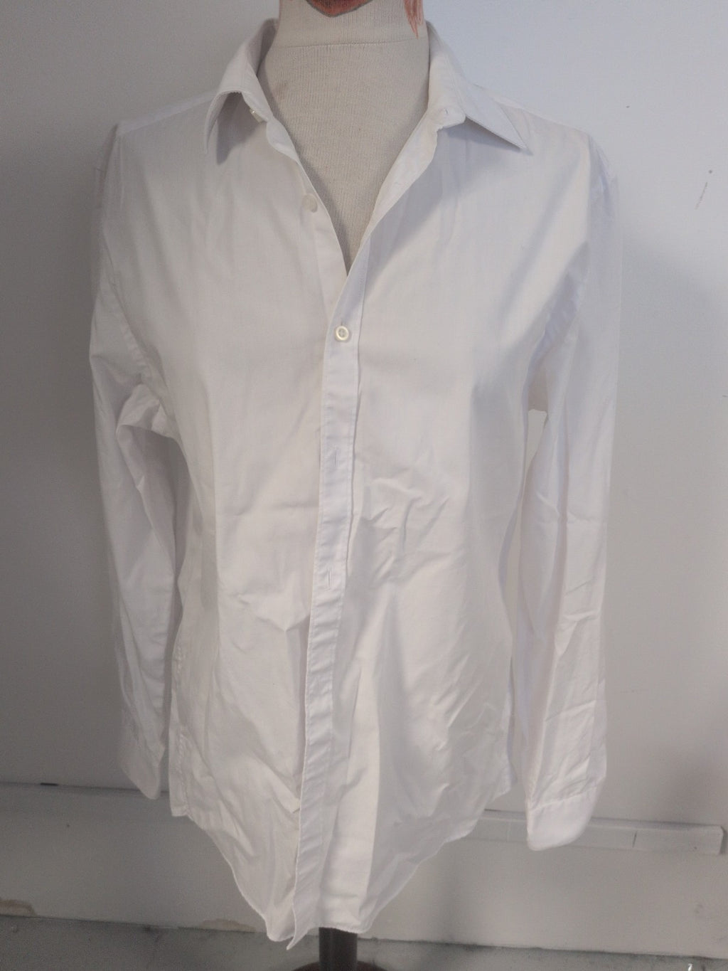 Mens 15.5 Fashion Fit White Long Sleeve Dress Shirt