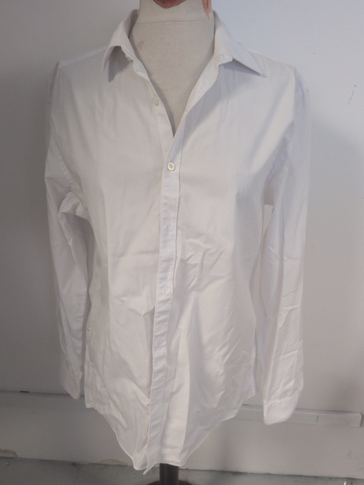 Mens 15.5 Fashion Fit White Long Sleeve Dress Shirt