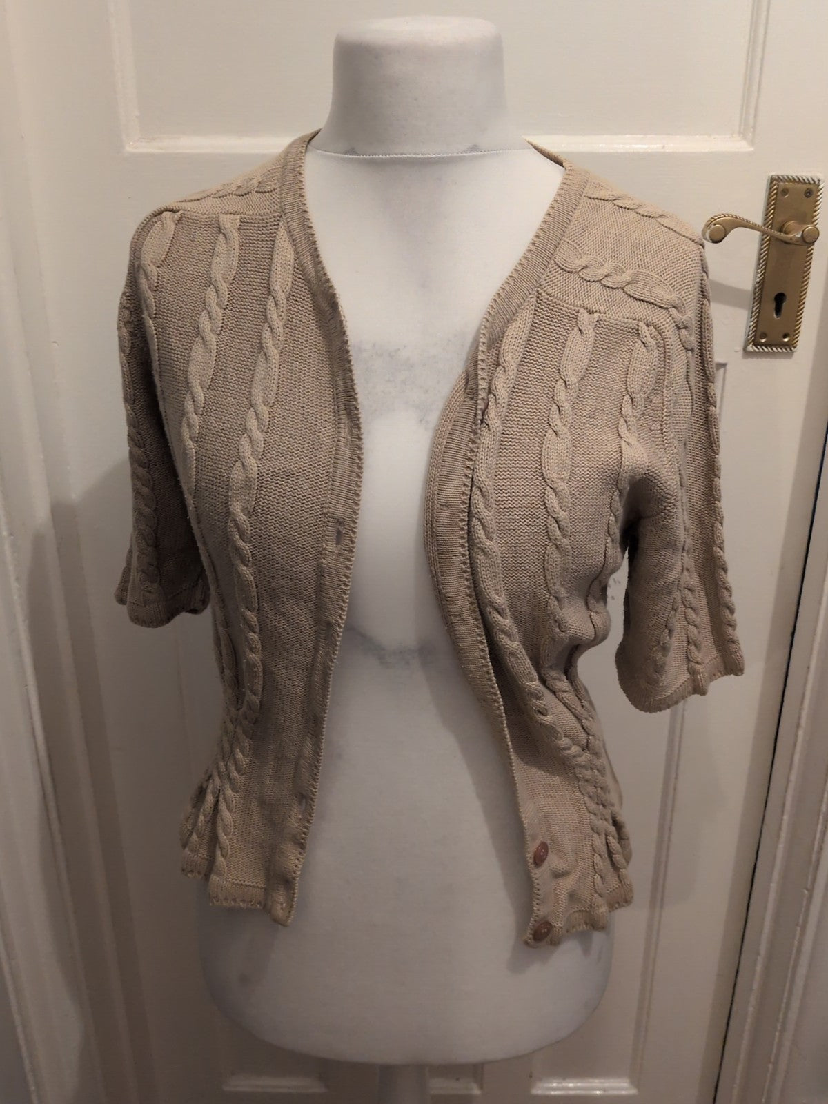 Viyella Small Coffee Short Sleeve Knit Cardigan