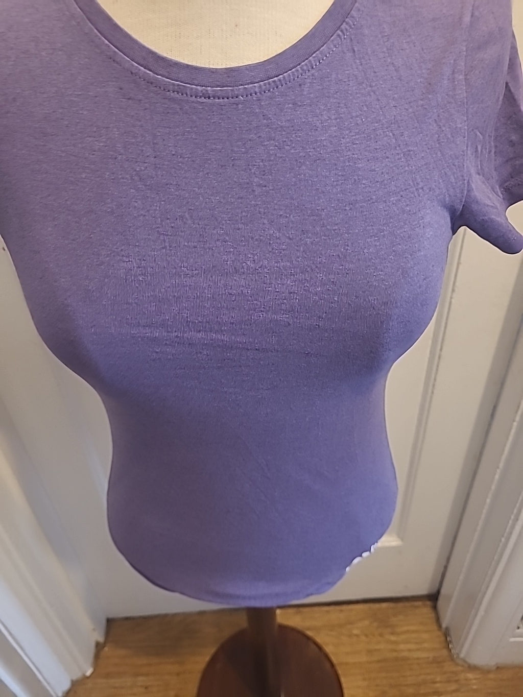 Ladies Dogs Life Size 10 Purple Printed Back Short Sleeved Tshirt