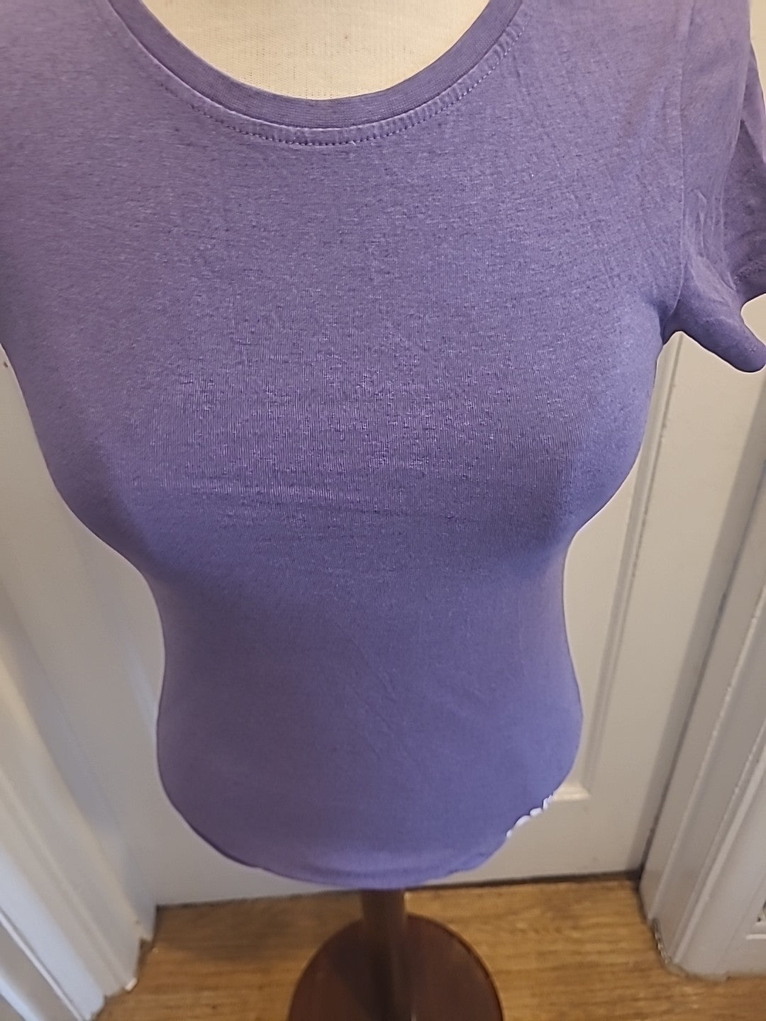 Ladies Dogs Life Size 10 Purple Printed Back Short Sleeved Tshirt
