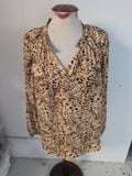 Primark 14 Pale Leopard Print Long Sleeve Blouse